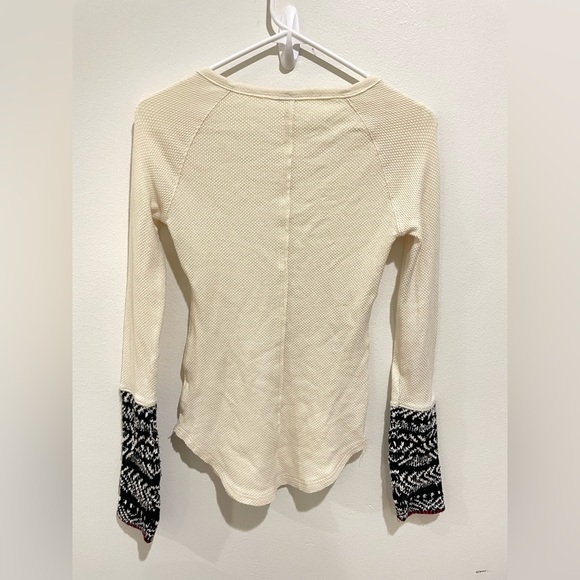 Free People Alpine Knit Cuff Henley Thermal Tunic Top Bella Swan S Y2K Cabincore - Picture 5 of 5